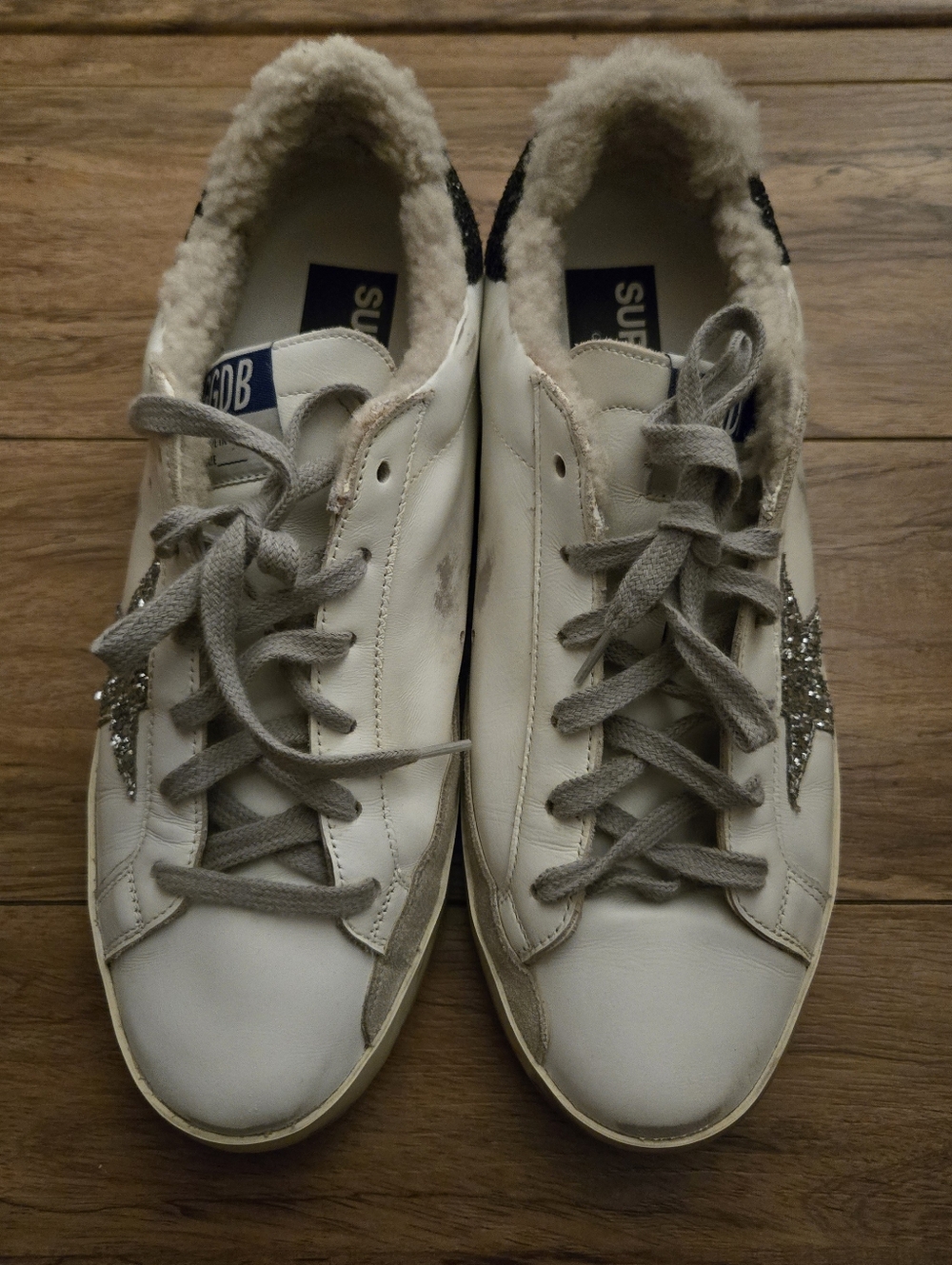Golden Goose Super Star White Shearling-Lined Slip-On Sneakers 41 or 10